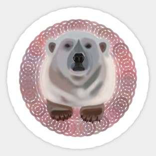 Polar Bear on circular pattern Sticker